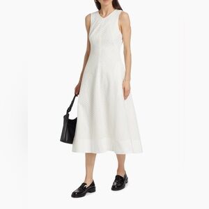 $675 Proenza Schouler White Label Eyelet Midi Dress White Tie Back Size 4 NWT